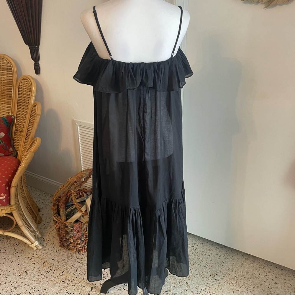 J. Crew Black Spaghetti Adjustable Strap Ruffle Dress! NEW. Beautiful! Medium - Picture 5 of 14